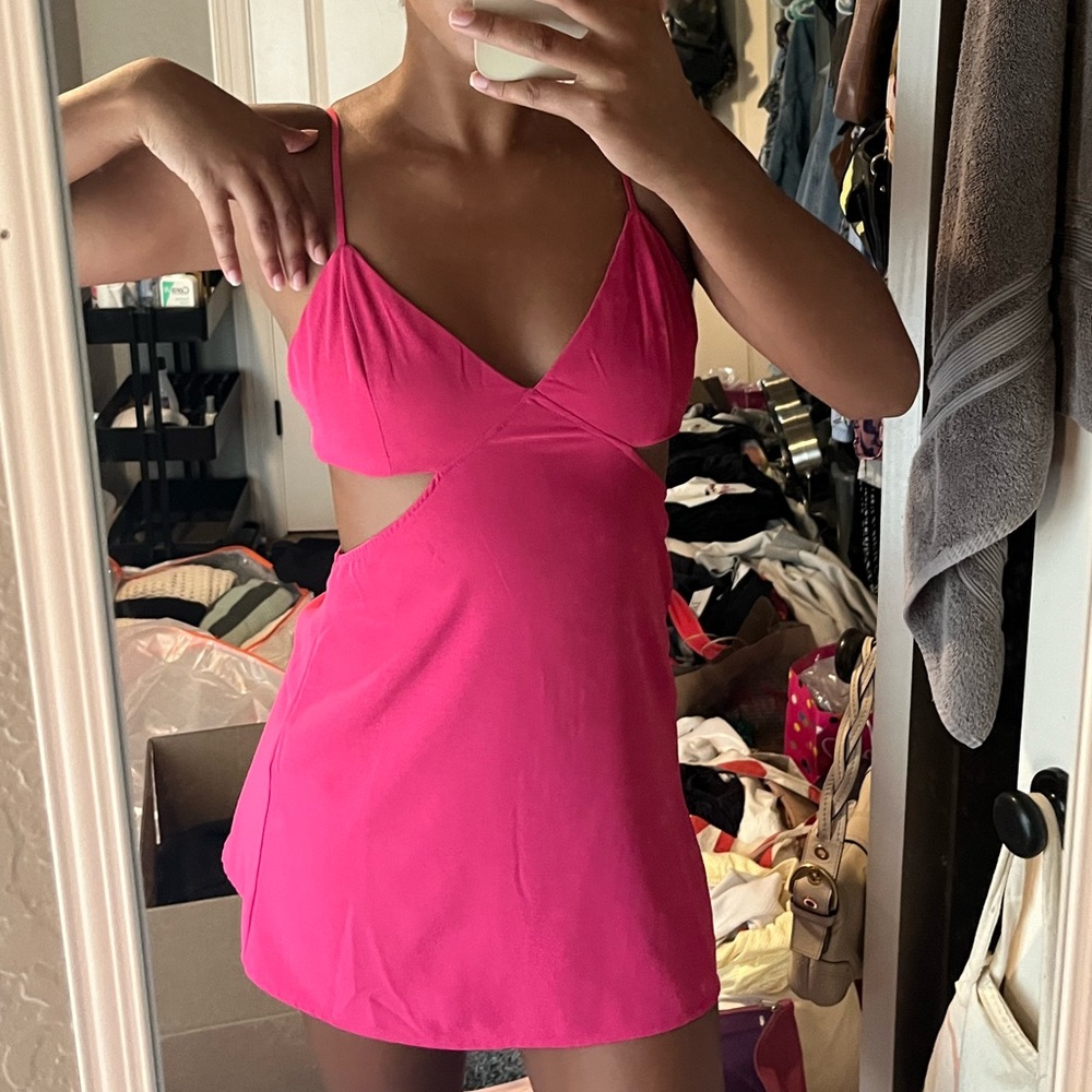 Pink cutout mini dress